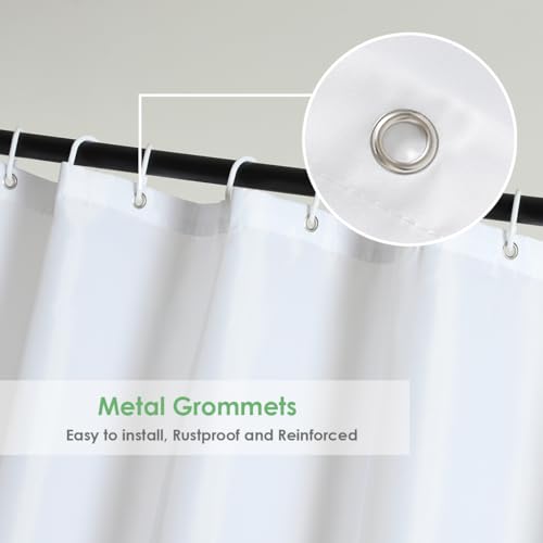 Fabric Shower Curtain Liner 54 x 74 Inch, White Polyester Bathroom Shower Curtains, Heavy Duty, Hotel Quality, Machine Washable, 54x74 Inches - color: White, size: 54"W x 74"L (Pack of 1)