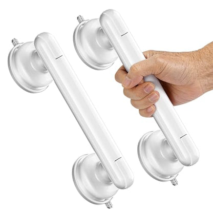 Upgraded 2-Pack Grab Bars for Shower Bathroom Wall, Heavy-Duty Suction Grab Bars Shower Handle Safety for Elderly Seniors Handicap, No Drilling Tool-Free, Easy Removal and Reusable (White) - color: White (2 Pack)