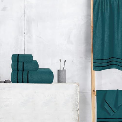 MyOwn Ultra Soft 6 Pack Cotton Towel Set, Contains 2 Bath Towels 28x55 inch, 2 Hand Towels 16x24 inch & 2 Wash Coths 12x12 inch, Ideal Everyday use, Compact & Lightweight - Teal, 71658 - color: Teal, size: 6-Piece Towel Set