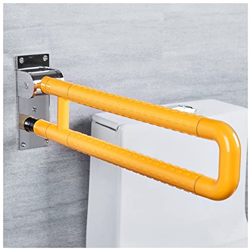 Foldable Toilet Grab Bar Bathroom Safety Handrail Anti-Slip Wall Mounted Toilet Support for Elderly Disabled Pregnant Stainless Steel Shower Aid Assist Rail,Orange,29.5In - color: Orange, size: 29.5In