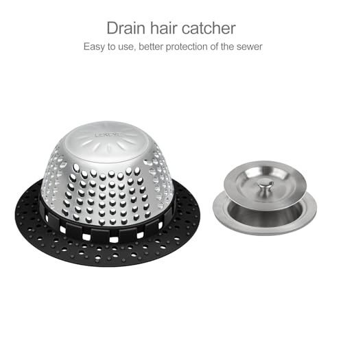 LEKEYE Shower Drain Hair Catcher/Bathtub Drain Cover/Drain Protector for Pop-Up & Regular Drains(Black) - color: Black