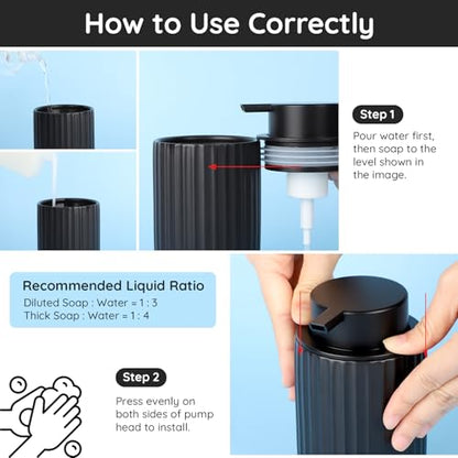 Segbeauty Foaming Soap Dispenser Black, 10.8oz Ceramic Foam Hand Soap Dispenser for Bathroom, 320ml Empty Refillable Liquid Containers for Kitchen, Lotion Dispensers Bottle with Foaming Pump - color: Black, style: Foaming