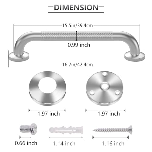 Grab Bars for Shower, 2 Pack 16 in Anti Slip Safety Bath Handle for Senior | Stainless Steel Shower Grab Bars, Handicap Elderly Bathtub and Toilet Bathroom Assist,Safety Grab Bars with Concealed Screws - size: 16 Inch