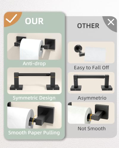 Ruacq Toilet Paper Holder Matte Black Double Post Pivoting Square Tissue Holders Roll Holder Hangers Toilet Paper Stand Stainless Steel and Zinc Alloy Modern Wall Mounted - color: Matte Black, size: Square