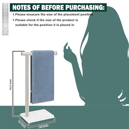 Hand Towel Holder, Hand Towel Stand for Bathroom with Marble Base, 304 Stainless Steel L Shape Hand Towel Rack Bar Standing for Vanity Kitchen Countertop, Brushed Nickel - color: Brushed Nickel