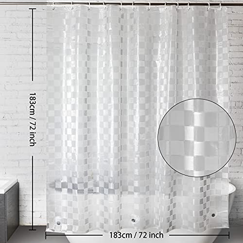 WELTRXE EVA Shower Curtain Liner 72x72 Inch 8G Heavy Duty Clear Shower Liner with Design, Plastic Shower Curtains for Bathroom Bathtub, Shower Stall, 3D Frosted Square Pattern, 3 Magnets - color: Clear - Mosaic, size: 72"W x 72"L (Pack of 1)