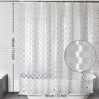 WELTRXE EVA Shower Curtain Liner 72x72 Inch 8G Heavy Duty Clear Shower Liner with Design, Plastic Shower Curtains for Bathroom Bathtub, Shower Stall, 3D Frosted Square Pattern, 3 Magnets - color: Clear - Mosaic, size: 72"W x 72"L (Pack of 1)