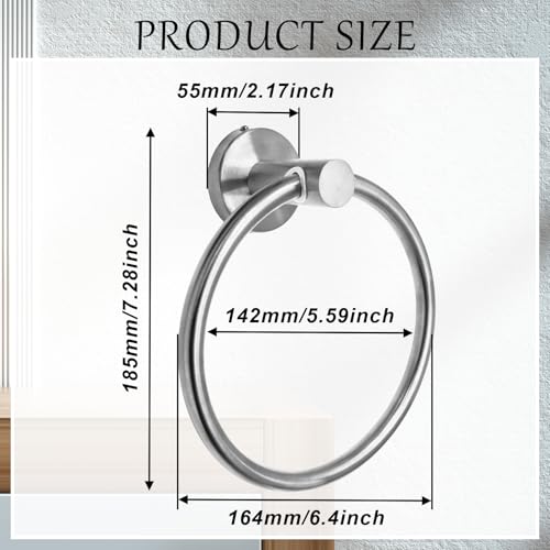 Brushed Nickel Towel Ring, Stainless Steel, 1 Pack | Hand Towel Holder, Modern Rack Hanger, Round, Bathroom Wall Mounted - color: Brushed Nickel, size: 1 Pack