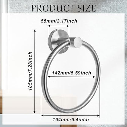 Brushed Nickel Towel Ring, Stainless Steel, 1 Pack | Hand Towel Holder, Modern Rack Hanger, Round, Bathroom Wall Mounted - color: Brushed Nickel, size: 1 Pack
