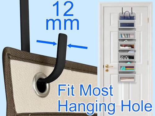 Single Over Door Steel Hooks 4 Pack Fit 1-3/8" Door 5.5" Black | Plastic Coated Rubber Feel Towel Rack Robe Coat Shoe Wreath Hanger No Damage No Scratch for Bathroom Heavy Duty Thin Top