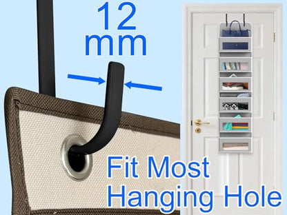 Single Over Door Steel Hooks 4 Pack Fit 1-3/8" Door 5.5" Black | Plastic Coated Rubber Feel Towel Rack Robe Coat Shoe Wreath Hanger No Damage No Scratch for Bathroom Heavy Duty Thin Top