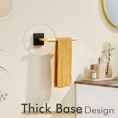 KOKOSIRI Bathroom Towel Bar Hand Towel Holders Wall Mount Toilet Kitchen Cabinet Paper Holder Stainless Steel Bath Hardware Black with Gold, B3008GDK - color: Black Gold, size: 1 Pack