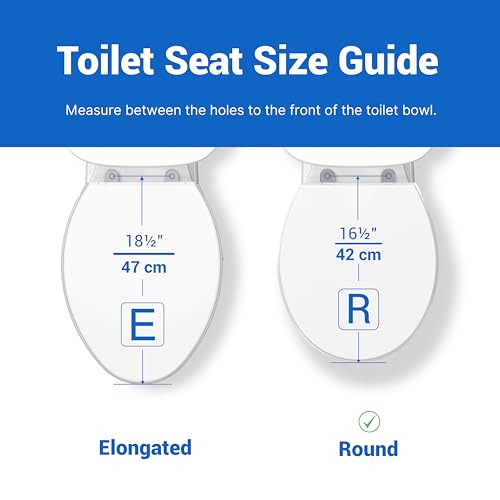 Plus Round Toilet Seat, Slow Close, Plastic, White | No-Slam, Magnetic Quick-Release Easy Clean, Easy Installation, SecureGrip Bumpers, Wobble-Free, Adjustable Fit - size: Round