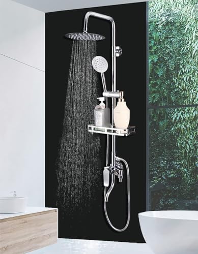 Stainless Steel 304 Silver Shower Faucet Set, Wall Mount Triple Function Shower System, Shower Set Including 8" Rainfall Shower Head with Handheld Combo, Shower Faucet Complete Set, Outdoor Shower