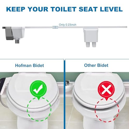 Ultra Slim Bidet Attachment for Toilet Seat, Dual Nozzle Rear and Feminine Wash, Self Cleaning Sprayer, Non Electric Bidet with Adjustable Water Pressure, Brass Inlet, Easy Installation - color: Apple Gray-11