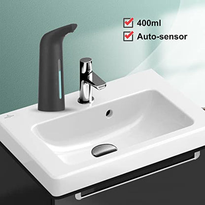 Automatic Soap Dispenser Touchless 400 mL Black | Automatic Sensing Battery Powered IPX6 Waterproof Suitable for Home and Commercial Use - color: Black