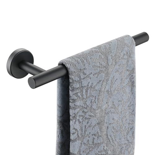 JQK Hand Towel Holder Towel Ring Black, 10 Inch Thicken 0.8mm 304 Stainless Steel Bathroom Hand Towel Bar, 9 Inch Useable Length Wall Mount Towel Rack Hanger, Matte Black, THH110L9-PB - color: Matte Black