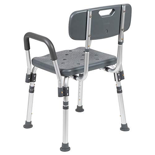 Flash Furniture HERCULES Series 300 Lb. Capacity Adjustable Gray Bath & Shower Chair with Quick Release Back & Arms - color: Grey