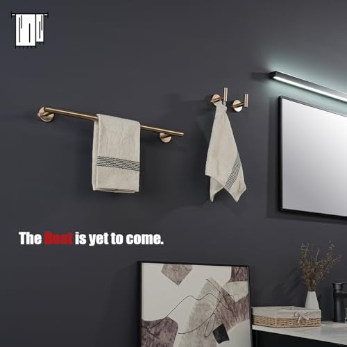 JQK Champagne Bronze Towel Bar, 19 Inch 304 Stainless Steel Thicken 0.8mm Towel Rack Bathroom, Towel Holder Wall Mount, Useable Length 16 Inch, TB110L16-CB - color: Champagne Bronze, size: 19.1 Inch