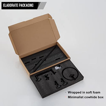 BGL Bathroom Hardware Set Matte Black 4-Pieces Bathroom Towel Rack 24 Inches Adjustable Bathroom Accessories Set - color: Matte Black, size: 4 PIECES