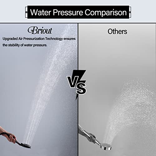 Handheld Shower Head High Pressure 5-Settings with Hose, Matte Black | Powerful Water Spray, Against Low Pressure Water Flow, 59 Inch Stainless Hose, Adjustable Mount - color: Black