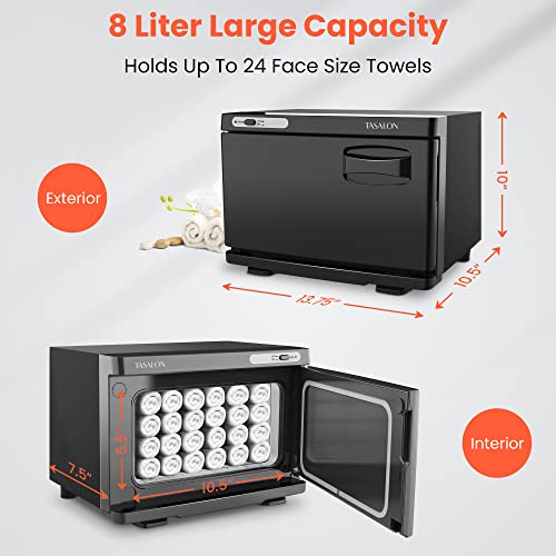 TASALON Professional Hot Towel Warmer Cabinet, 8L Middle Capacity, Use for Facial Spa, Hair Beauty, Salon Equipment and Home, Perfect Temperature for Towel Warmer, Fits up to 24 Small Towels - Black - color: Black