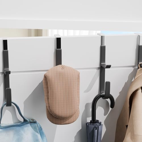 2 Pack Over The Door Hooks(L=7"), Over Door Hanger, Heavy Duty No Drill Hanger for Towels, Coats, Hats, Bags in Bathroom, Bedroom, Kitchen, Living Room-Black - color: Black(2 Pack 7")