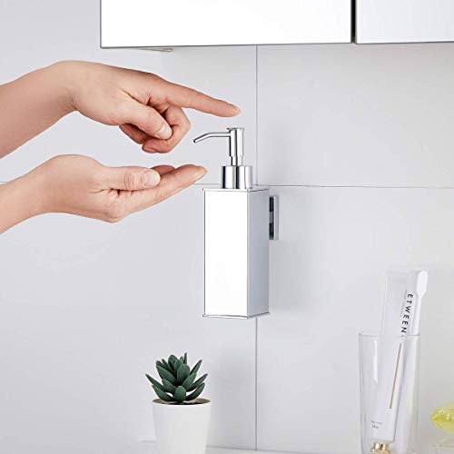BGL Hand Soap Dispenser Stainless Steel 304 Wall Mount Chrome Soap Dispenser Holder for Bathroom (Chrome, Square) - color: Chrome