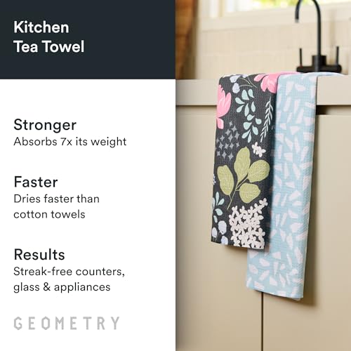 GEOMETRY Kitchen Tea Towels - Quick Dry Microfiber Dish Towels for Kitchen Pretty Petals, 18" x 30" 2 Pack - color: Pretty Petals, style: Kitchen Towel - Double