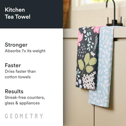 GEOMETRY Kitchen Tea Towels - Quick Dry Microfiber Dish Towels for Kitchen Pretty Petals, 18" x 30" 2 Pack - color: Pretty Petals, style: Kitchen Towel - Double