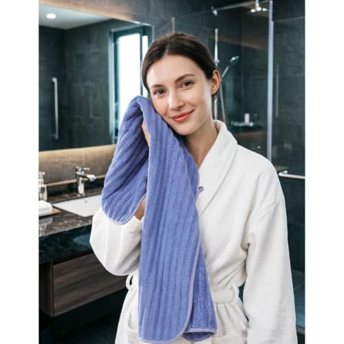 3-Piece Hand Bath Towels 14 X 29.6 Inchs, Quick-Dry Microfiber Washcloths with Hanging Loop, Soft & Absorbent Face Towels for Bathroom Kitchen Gym Travel - color: 3blue