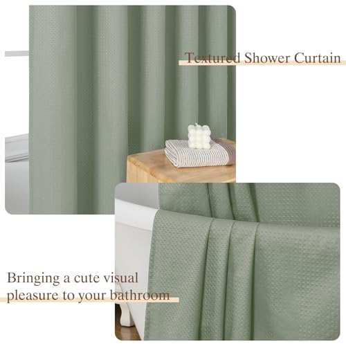 Aiyufeng Waterproof Fabric Shower Curtains for Bathroom，Dot Like Embossed Textured Soft Polyester Cloth Stall Shower Curtain，Hotel Luxury Quality Machine Washable，36Wx72L，Sage Green - color: Sage Green, size: 36"W x 72"L (Pack of 1)