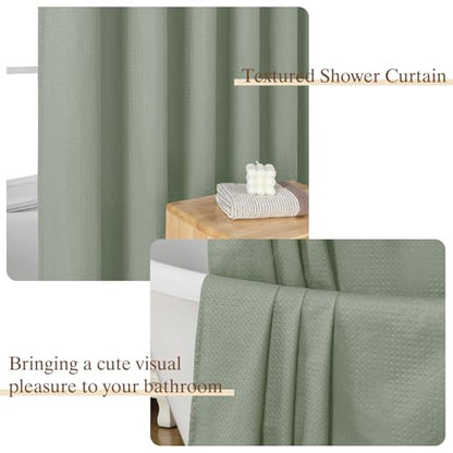 Aiyufeng Sage Green Shower Curtains for Bathroom，Dot Like Embossed Textured Waterproof Soft Polyester Cloth Shower Curtain，Hotel Spa Machine Washable，72Wx72L - color: Sage Green, size: 72"W x 72"L (Pack of 1)