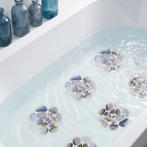 UKCOCO 10pcs Anti Slip Shower Stickers, 5.91”Adhesive Decals Safety Strips with Scraper, Anti Skid for Bath Tub Shower Floor Stairs Kitchen