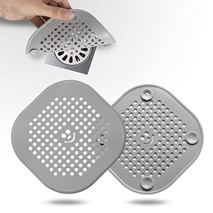 2 Pack Drain Hair Catcher Silicone Bathroom Accessories Shower Drain Protector Sink Drain Strainer Hair Stopper for Shower Kitchen Bathroom Tub Grey - color: Gray