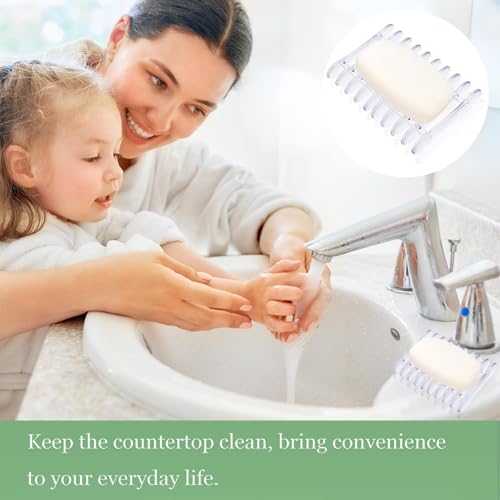 2 Pcs Plastic Bar Soap Holder Soap Tray Non-Slip Soap Saver Self Draining Soap Dish for Bar Soap Clear Soap Dryer for Shower Bathroom Kitchen Restaurant Counter - color: Clear