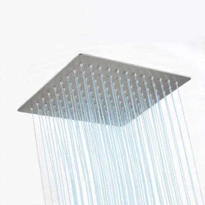 12 x 10 Inch Rain Shower Head Full Body Coverage, Brushed Nickel | Rainfall, Ceiling or Wall Mount, Waterfall, High Pressure, Square ALL Metal