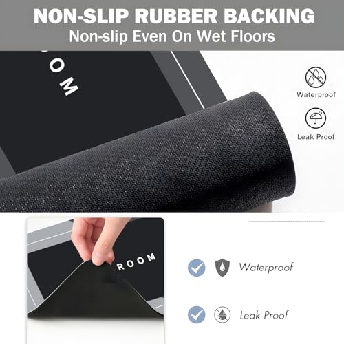 Bath Mat, Quick-Drying Non-Slip Thin Bathroom mat Super Absorbent Bath mats Rug-Bath Mats for Bathroom Floor Bathtub Vanity-Bathmat Bath Rug Easy Care Black 27.5" x15.7" - color: Black