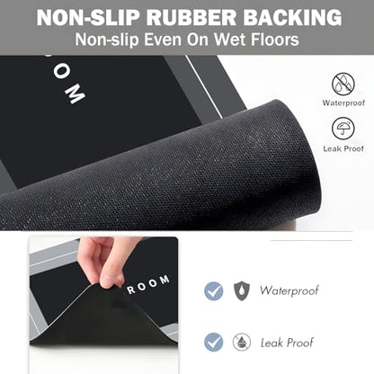 Bath Mat, Quick-Drying Non-Slip Thin Bathroom mat Super Absorbent Bath mats Rug-Bath Mats for Bathroom Floor Bathtub Vanity-Bathmat Bath Rug Easy Care Black 27.5" x15.7" - color: Black