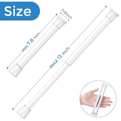 Spring Tension Curtain Rods Short Tension Rod (White,8" to 12"-2Pcs) - color: White, size: 8" to 12"-2Pcs
