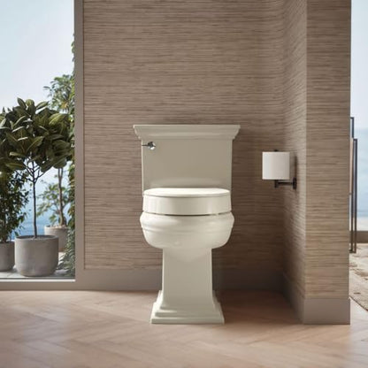 KOHLER 25875-96 Hyten 3" Height, Elevated Soft Close Elongated Toilet Seat, Contoured Seat with Grip-Tight Bumpers, Quick-Attach Hardware, No Slam Toilet Seat, Biscuit (Pack of 2) - color: Biscuit, size: Elongated (Pack of 2)