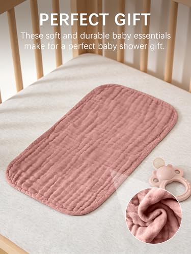 Lovely Care 12 Pack Muslin Burp Cloths 100% Cotton Muslin Cloths Large 20''x10'' Extra Soft and Absorbent Baby Burping Cloth - Warm Clay - color: Warm Clay, size: 10x20 Inch (Pack of 12)