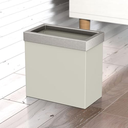 Gatco Small Bathroom Trash Can with Lid, Rectangle 3 Gallon Stainless Steel Wastebasket, Under Sink, Matte Pearl and Satin Nickel, for Bathroom, Bedroom, Office (1939SN) - color: Matte Peral / Satin