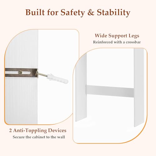 Giantex Over The Toilet Storage Cabinet, Double Door Space Saver Above Toilet with Adjustable Shelf & Open Storage Cube, Over Toilet Bathroom Organizer for Restroom, Laundry Room, White