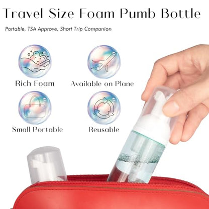 4 Pack Foam Pump Bottle Travel 2 oz/60 ml Small Size Mousse Foam Soap Dispenser Refillable Plastic Foaming Soap Dispenser Empty Travel Foaming Containers for Soap Shampoo Lash Washer - color: Green,red