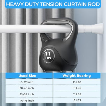White Tension Curtain Rod 16 to 26 Inch Adjustable No Drilling | Rust-Resistant, No Slip, Small Spring Curtain Rods for Window, Kitchen, Closet, Cupboard, Bookshelf & DIY Projects - color: White, size: 16" to 26"-1Pcs