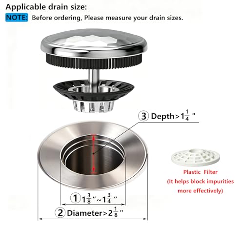 XAJOON Bathtub Drain Hair Catcher/Bathtub Protector Suitable for Bathroom Bathtub, Pop-Up Drains and Bathroom Sink. (Patented Product) (Chrome) - color: Chrome