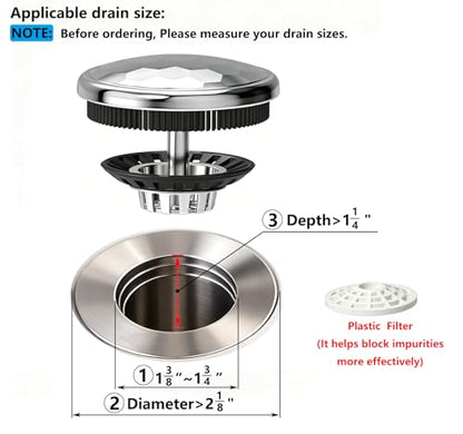 XAJOON Bathtub Drain Hair Catcher/Bathtub Protector Suitable for Bathroom Bathtub, Pop-Up Drains and Bathroom Sink. (Patented Product) (Chrome) - color: Chrome
