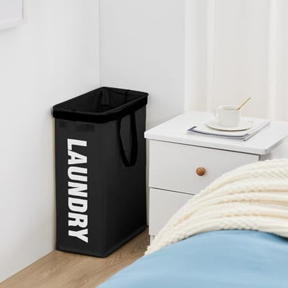 45L Slim Laundry Hamper with Removable Inner Bag & Side Handles, Black | Small Laundry Baskets with Mesh Top, Narrow Dirty Clothes Hamper for Bedroom, Closet, and Bathroom - color: Black - Inner Bag, size: 45L