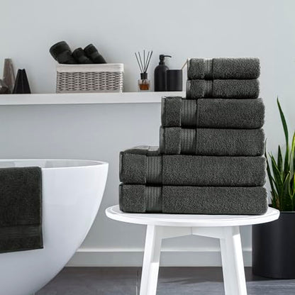 Ozdilek 6-Piece Bath Towel Set, 2 Bath, 2 Hand, 2 Wash, 100% Cotton Turkish Towels, 2 Bath Towels (30x60/550 GSM), 2 Hand Towels (16x30/575 GSM), 2 Washcloths (13x13/600 GSM) (Anthracite Gray) - color: Antrazit